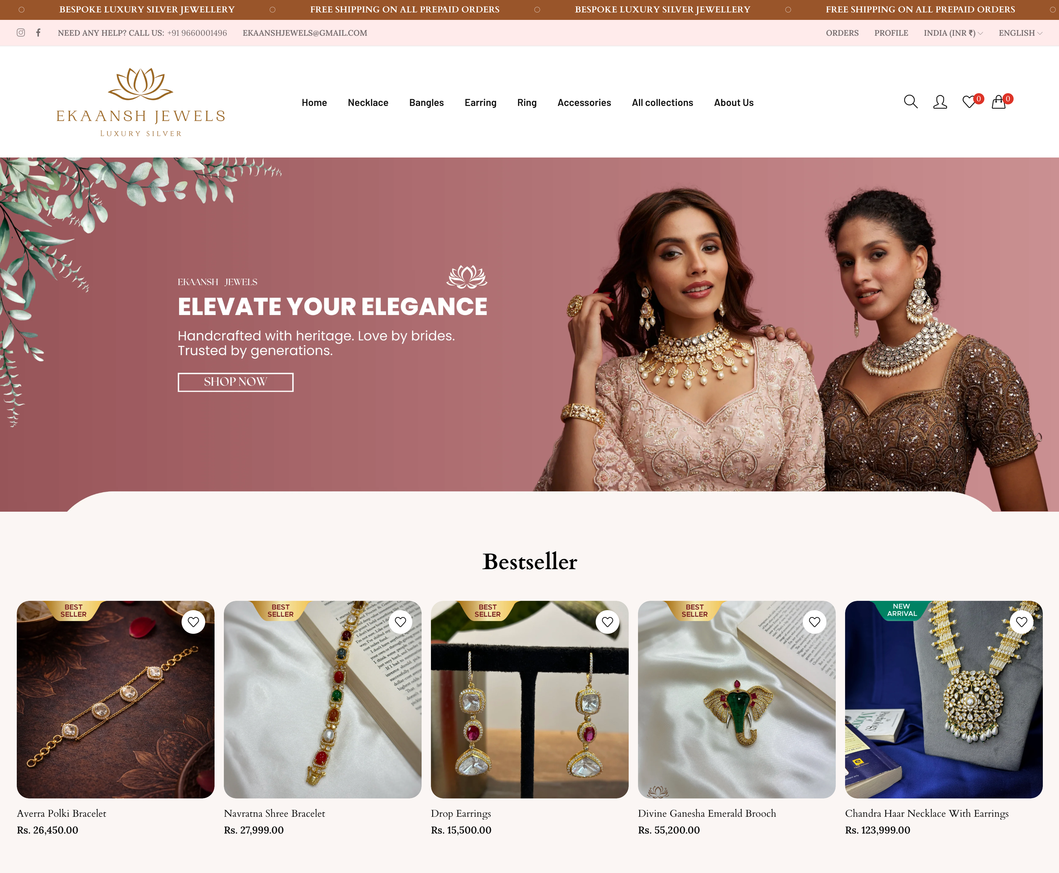 Ekansh jewellers website preview