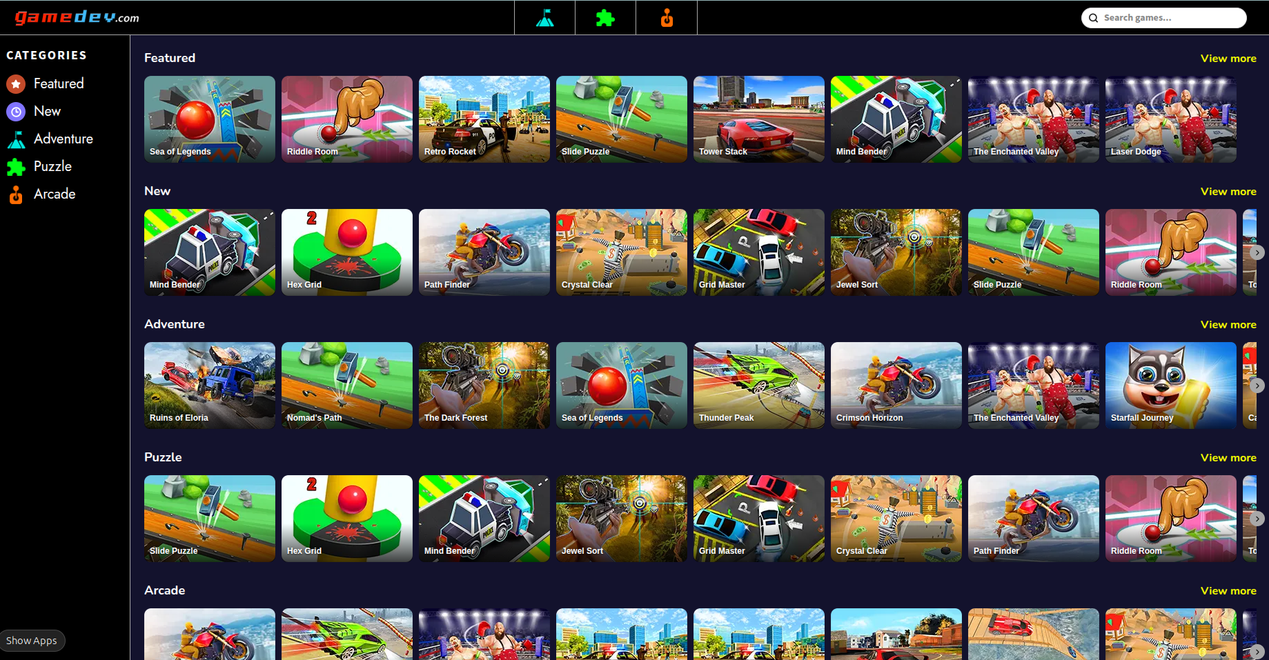 GameDev website preview